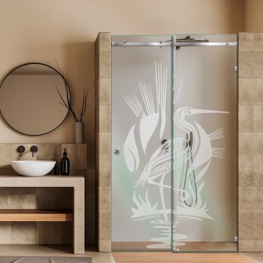 Frameless Sliding Glass Shower Door with Frosted Design FSGS - 0225