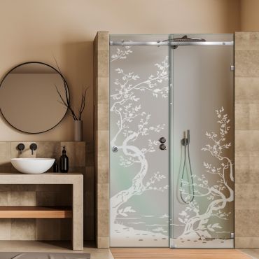 Frameless Sliding Glass Shower Door with Frosted Design FSGS - 1927