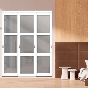 3 Panel Closet Door with Different Glass - Slate Mine Glass Painted Panel Insert SD-1773