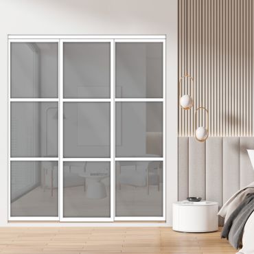 3 Panel Closet Door with Frosted Glass & Slate Mine Painted Glass Insert SD-1800