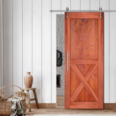 Wire Brushed Pattern Wood Vertical Line Sliding Barn Door WD - 1463