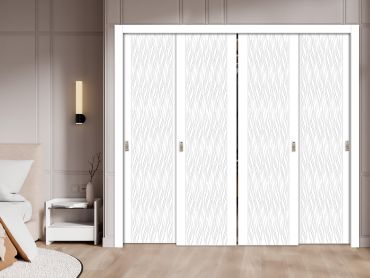 4 Leaf Bypass Sliding Closet Door With Modern Engraved Design 4SCD - 2228