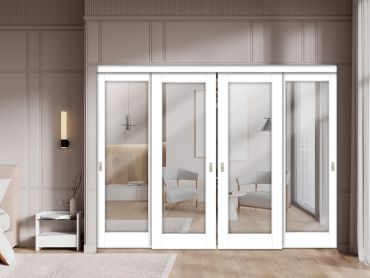 4 Leaf Premium Line Bypass Sliding Closet Door with Mirror Insert SCD-0298