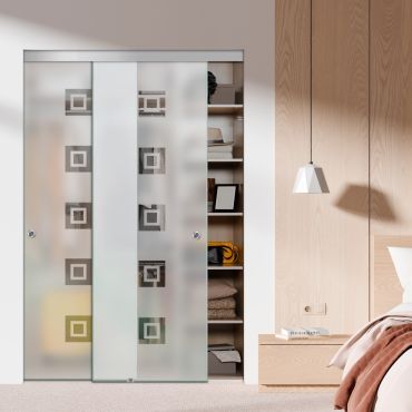 Frameless 2 Leaf Sliding Closet Bypass Glass Door with Hardware CGD - 1519