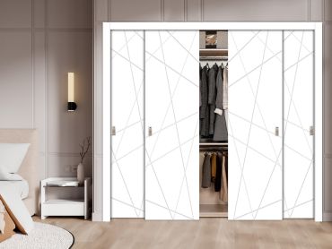 4 Leaf Bypass Sliding Closet Door With Modern Engraved Design 4SCD - 2249