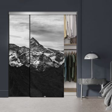 Frameless 2 Leaf Sliding Closet Bypass Digital Printing Glass Door with Hardware CGD - 2146