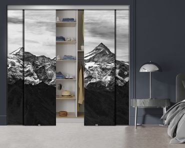 4 Panel Frameless Closet Glass Sliding Bypass Door With Digital Printing FSG4 - 2196