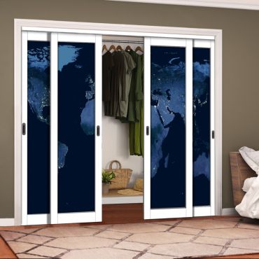 4 Leaf Handcrafted Bypass Sliding Closet Door Digital Printing HSSB- 2075
