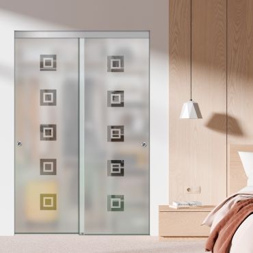 Frameless 2 Leaf Sliding Closet Bypass Glass Door with Hardware CGD - 1519