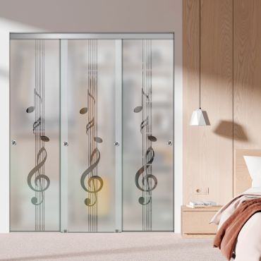 3 Panel Frameless Closet Glass Sliding Bypass Door Fsg3-1549