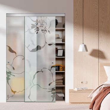 Frameless 2 Leaf Sliding Closet Bypass Glass Door with Hardware CGD - 1520