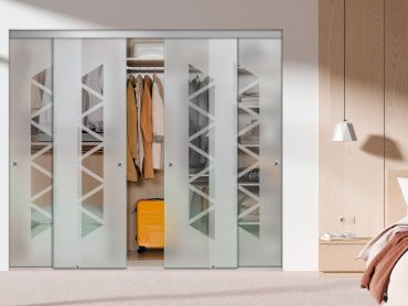 4 Panel Frameless Closet Glass Sliding Bypass Door Fsg4-1579