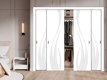 4 Leaf Bypass Sliding Closet Door With Modern Engraved Design 4SCD - 2250