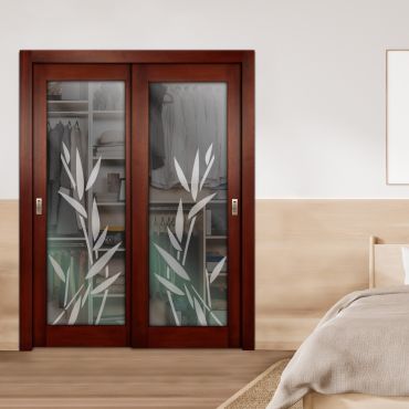 2 Leaf Premium Line Bypass Sliding Closet Door with Hardware & Frosted SD - 1658