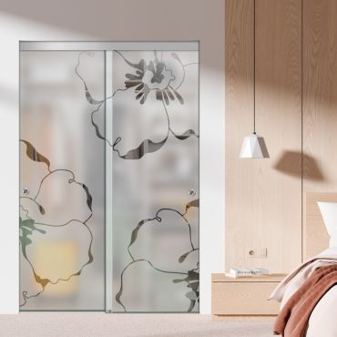 Frameless 2 Leaf Sliding Closet Bypass Glass Door with Hardware CGD - 1520