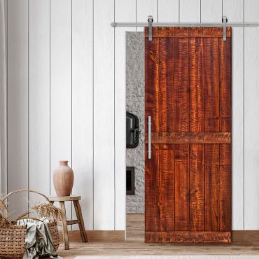 Rustic Ranch Vertically Sliding Barn Door with Saw Pattern RBD-1481