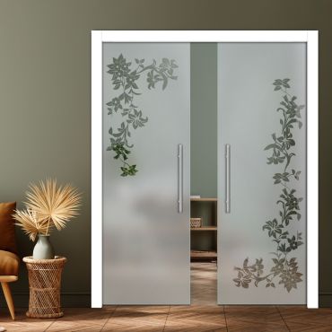 Double Pocket Sliding Glass Door with Frosted Design PSGD-0897