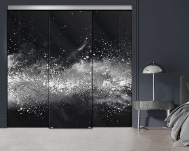 3 Panel Frameless Closet Glass Sliding Digital Printing Bypass Door FSG3-2173