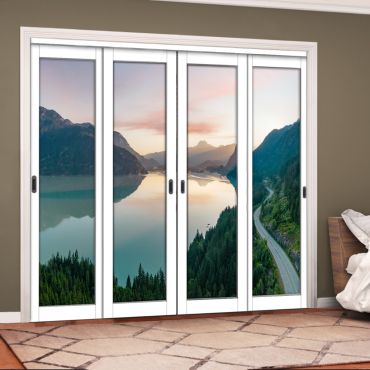 4 Leaf Handcrafted Bypass Sliding Closet Door Digital Printing HSSB- 2077