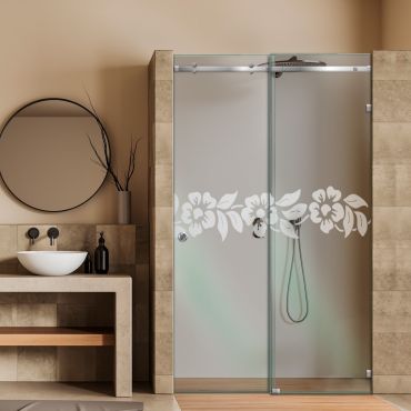 Frameless Sliding Glass Shower Door with Frosted Design FSGS - 0322