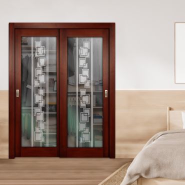 2 Leaf Premium Line Bypass Sliding Closet Door with Hardware & Frosted SD - 1659