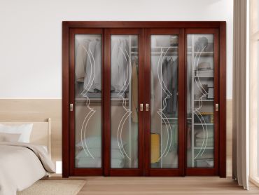 4 Leaf Premium Line Bypass Sliding Closet Door with Glass Insert & Frosted Design PBSW-1724
