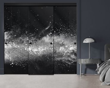 3 Panel Frameless Closet Glass Sliding Digital Printing Bypass Door FSG3-2173