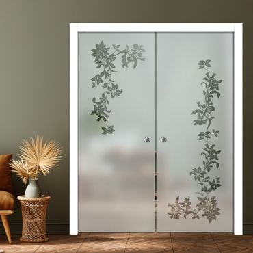 Double Pocket Sliding Glass Door with Frosted Design PSGD-0897