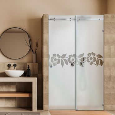 Frameless Sliding Glass Shower Door with Frosted Design FSGS - 0322