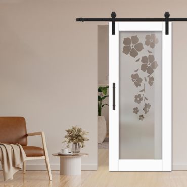 1 Lite Sliding Barn Door with Glass Insert WGD - 1321