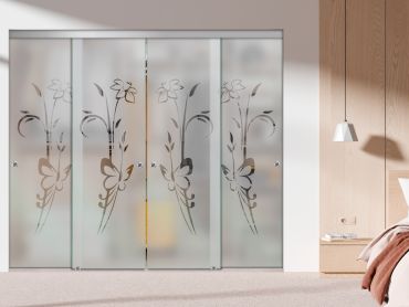 4 Panel Frameless Closet Glass Sliding Bypass Door Fsg4-1580