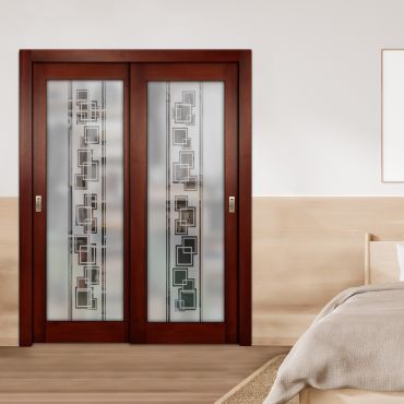 2 Leaf Premium Line Bypass Sliding Closet Door with Hardware & Frosted SD - 1659