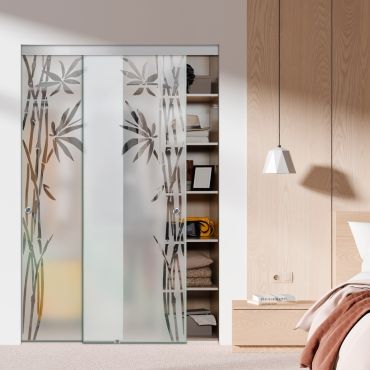 Frameless 2 Leaf Sliding Closet Bypass Glass Door with Hardware CGD - 1523