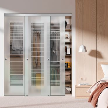 3 Panel Frameless Closet Glass Sliding Bypass Door Fsg3-1552