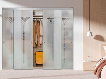 4 Panel Frameless Closet Glass Sliding Bypass Door Fsg4-1581