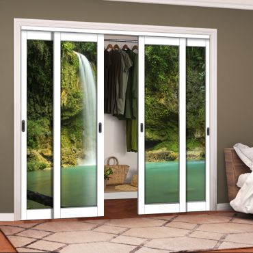 4 Leaf Handcrafted Bypass Sliding Closet Door Digital Printing HSSB- 2078