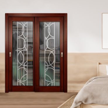 2 Leaf Premium Line Bypass Sliding Closet Door with Hardware & Frosted SD - 1660