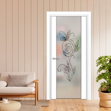 Solid Wood Hinged Door with Glass Insert HWDI-1853