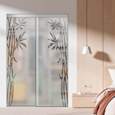 Frameless 2 Leaf Sliding Closet Bypass Glass Door with Hardware CGD - 1523