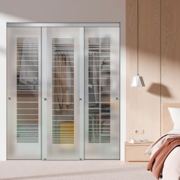 3 Panel Frameless Closet Glass Sliding Bypass Door Fsg3-1552