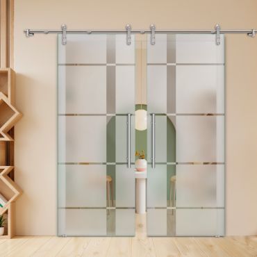 Double Sliding Barn Glass Door ALU100 ASB2-2006