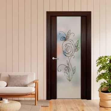 Solid Wood Hinged Door with Glass Insert HWDI-1853