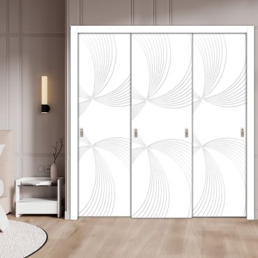  3 Leaf Bypass Sliding Closet Door With Modern Engraved Design 3SCD - 2220