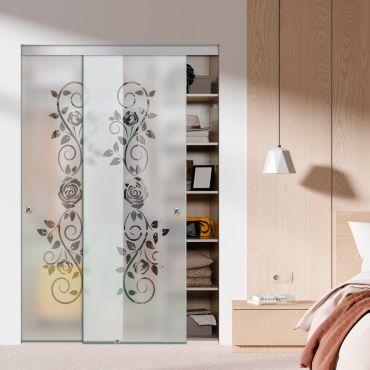 Frameless 2 Leaf Sliding Closet Bypass Glass Door with Hardware CGD - 1524