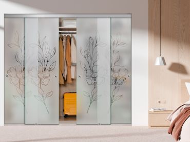 4 Panel Frameless Closet Glass Sliding Bypass Door Fsg4-1582