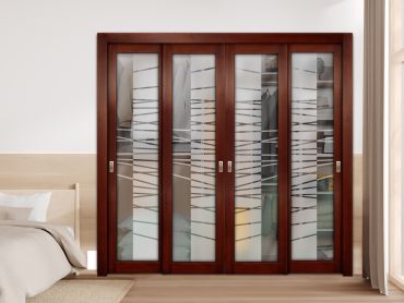 4 Leaf Premium Line Bypass Sliding Closet Door with Glass Insert & Frosted Design PBSW-1726