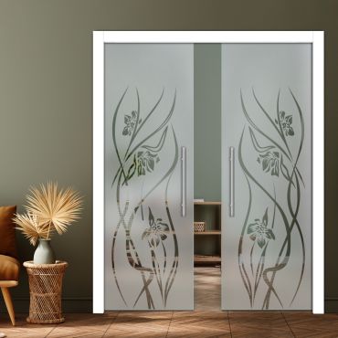 Double Pocket Sliding Glass Door with Frosted Design PSGD-0900