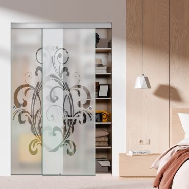 Frameless 2 Leaf Sliding Closet Bypass Glass Door with Hardware CGD - 1525