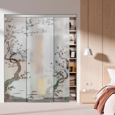 3 Panel Frameless Closet Glass Sliding Bypass Door Fsg3-1554