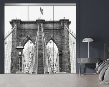 3 Panel Frameless Closet Glass Sliding Digital Printing Bypass Door FSG3-2176